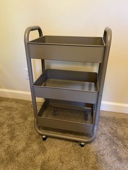 3 Tier Metal Utility Cart Grey Wheels