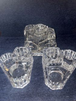 Partylite Vintage Crystal Castle 5 and 3 Tiered Tealight or Votive Candle Set