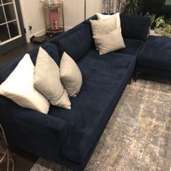 West Elm Blue Velvet Sectional 