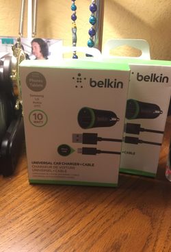 Belkin universal car charger & Micro USB cable - 2 available