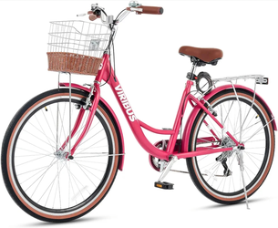 VIRIBUS Womens Bike, 26 inch 7 Speed Beach Cruiser Bike for Adults