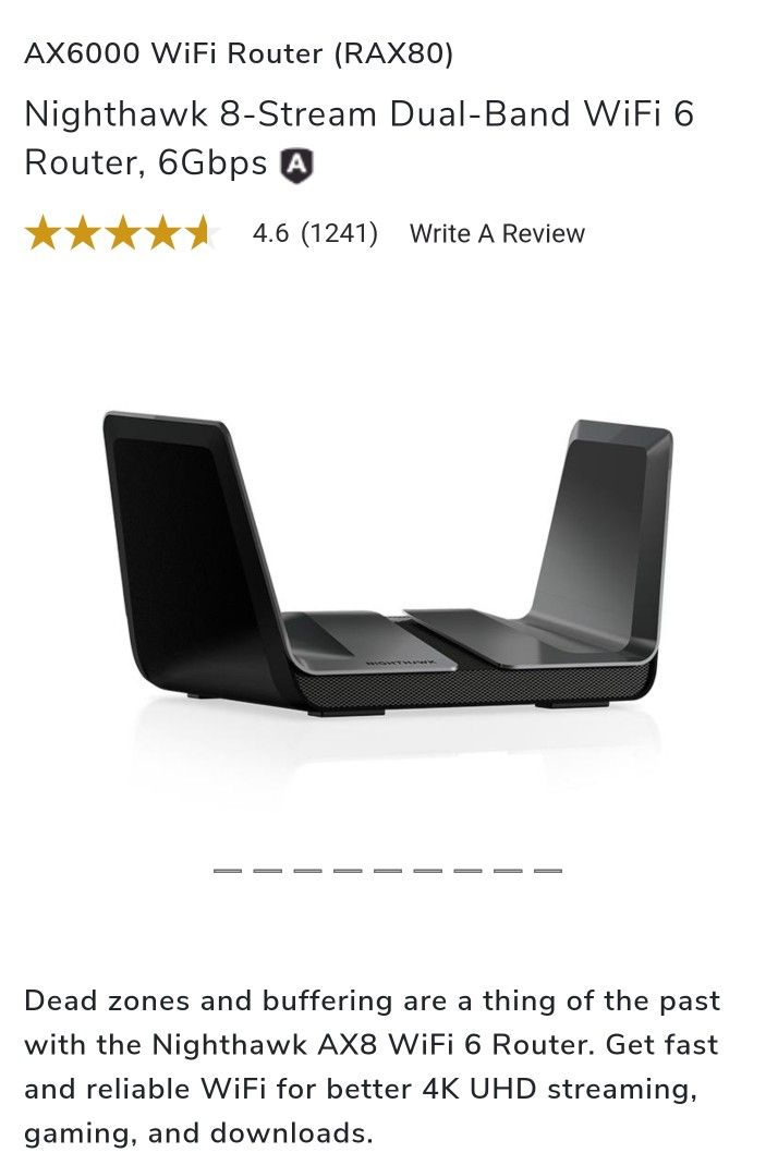 Netgear Nighthawk Rax80 Gaming Router