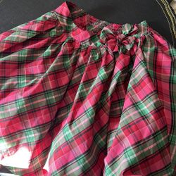 Girls 14/16 Osh Kosh Red Green Pink Plaid Bow Skirt