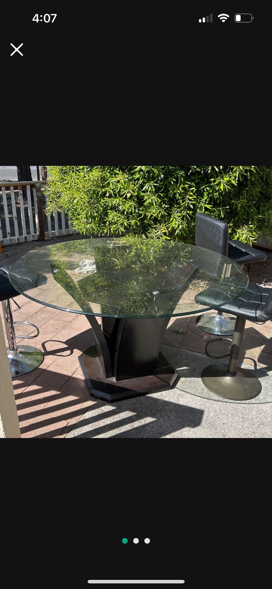 Glass and wood breakfast table