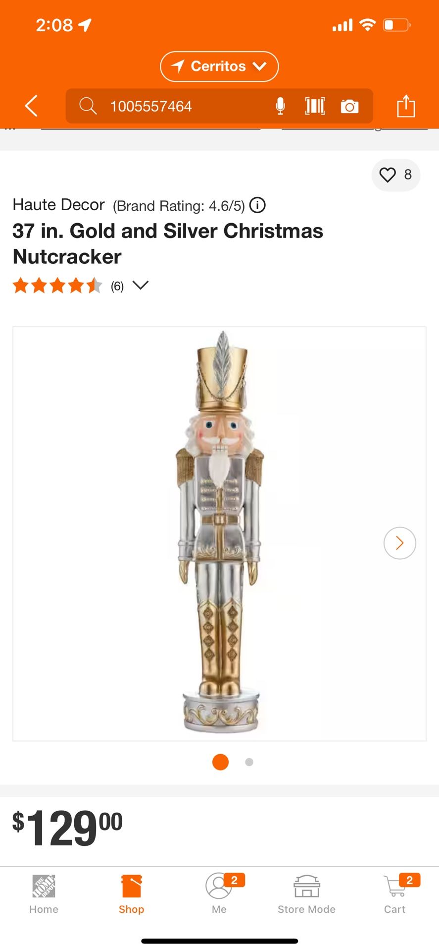 37 in. Gold and Silver Christmas Nutcracker