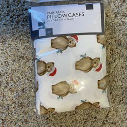 Christmas Bear Pillow Cases Standard Size, New