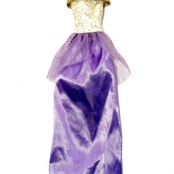 Vintage Doll Gold & Purple Strapless Gown