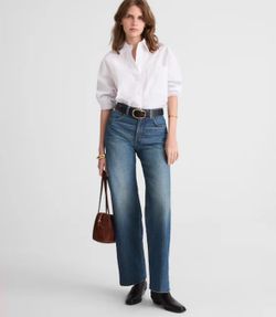 Madewell The Perfect Vintage Wide Leg high waisted medium wash blue jeans, size 25 Made in USA