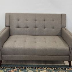 Mid Century Modern Fabric Tufted Loveseat, Mocha