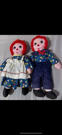 Vintage Handmade Folk art Raggedy Ann & Raggedy Andy Dolls