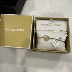 Michael Kors Gold Crystal MK Logo Bracelet Women 