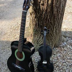 Brand New Violin And Acoustic Guitar Set 