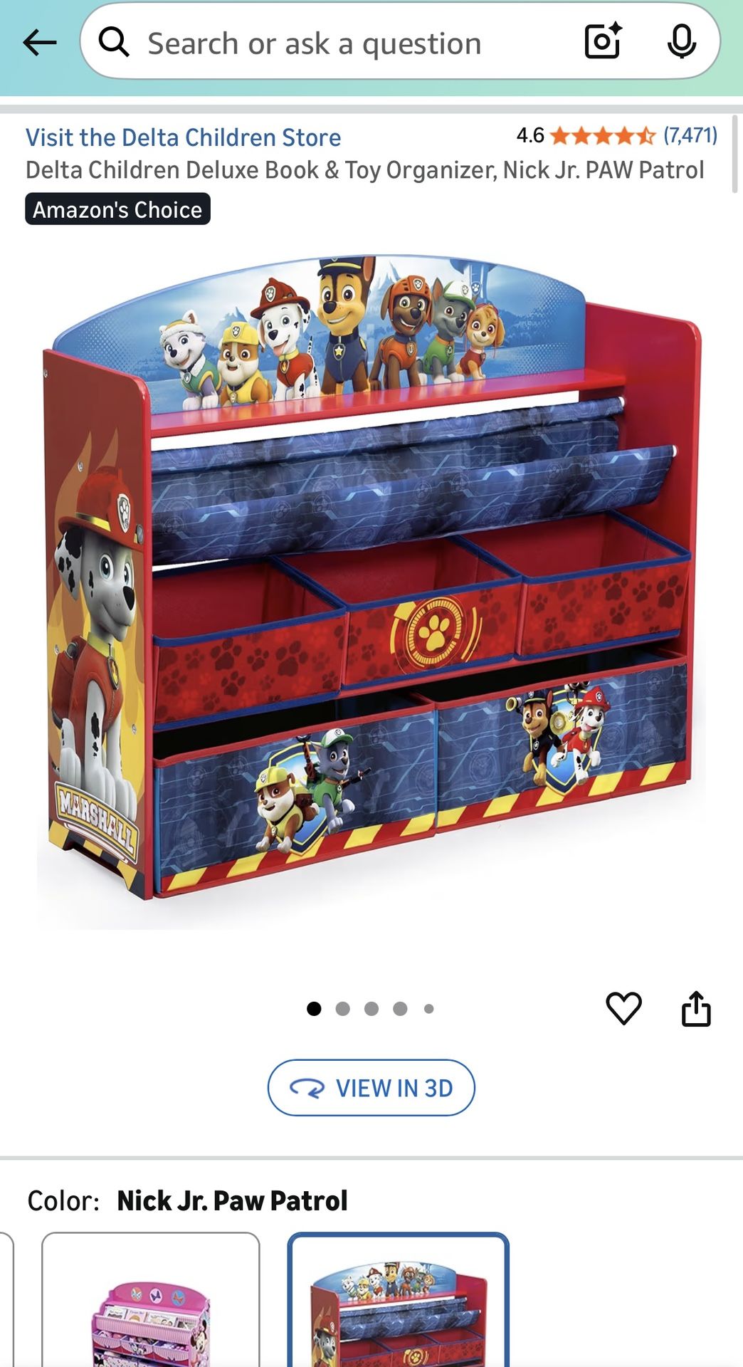 NEW! Paw Patrol Delta Children Deluxe Book & Toy Organizer