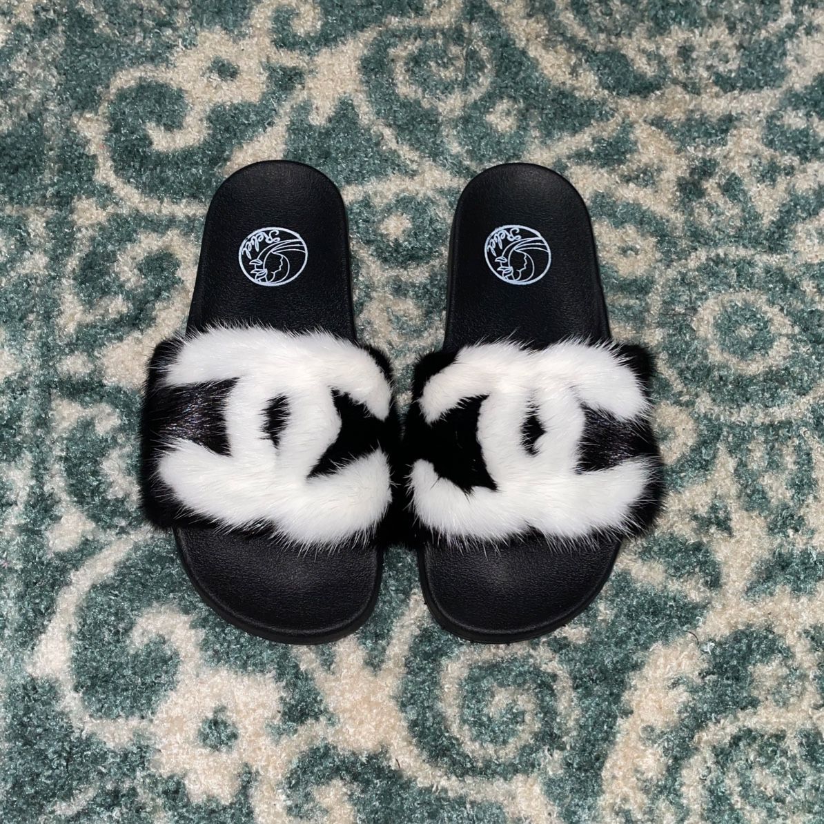 SUMMER SALE Chanel 23P black Letters Light Pink Mules Sandals Slides Flat  41 Runs Small Fits A Size 10 for Sale in Richardson, TX - OfferUp