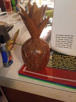 MCM hand-Carved Wooden Pineapple Figurine
