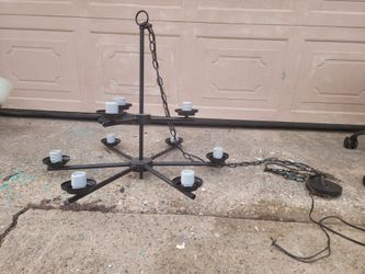 Black Wrought Iron Multi-Tier Chandelier