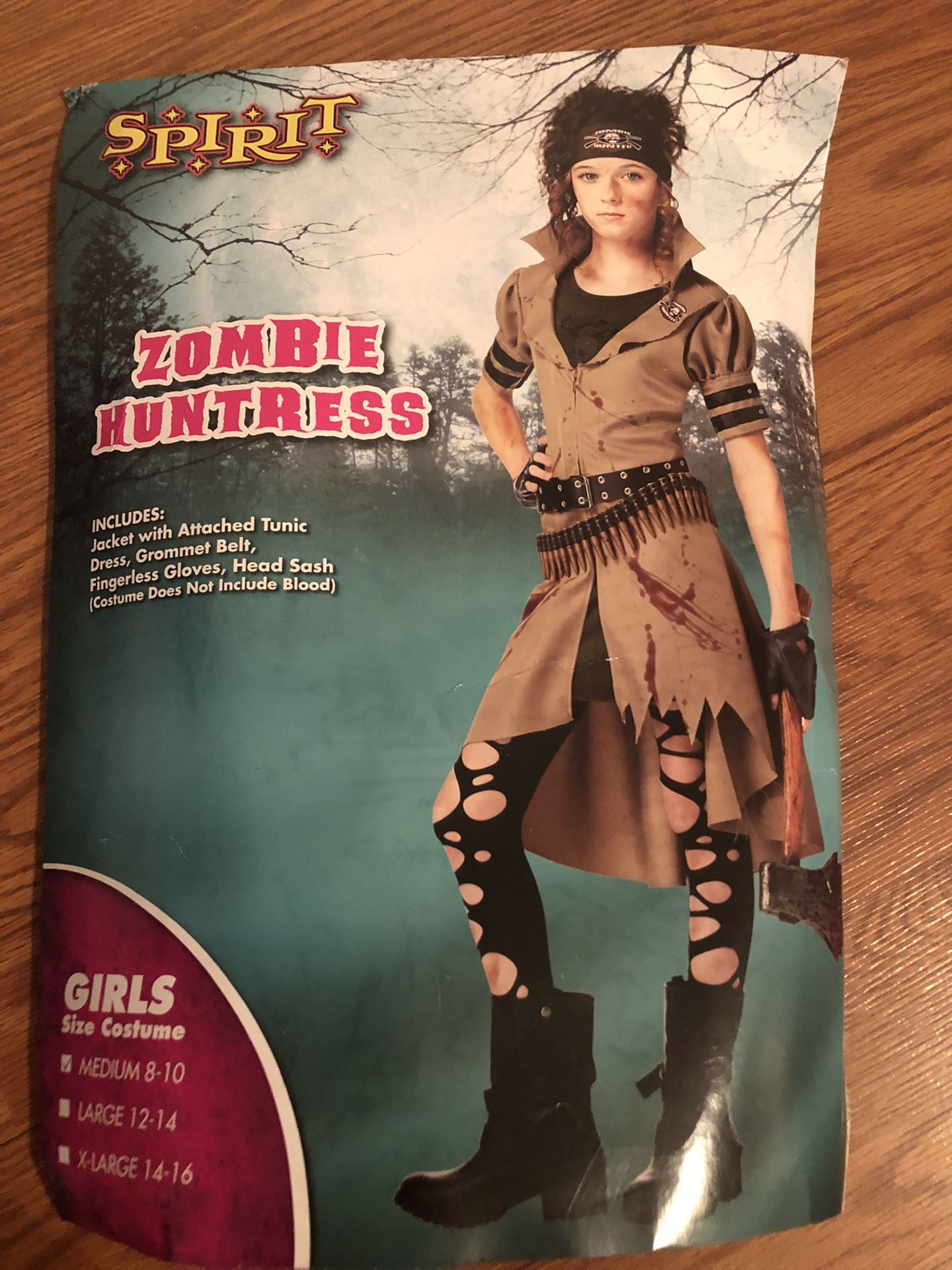 Zombie huntress kids Halloween costume size medium 8 to 10
