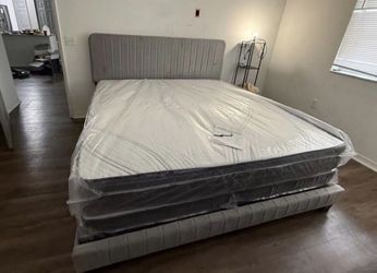 Brand new Queen Pillowtop mattress + free box spring