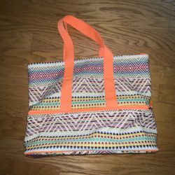 Beach Bag Cooler Tote Top Storage & Bottom Cooler Zip Closure No Boundaries