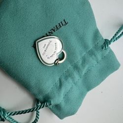 Tiffany Co Sterling Silver Blue Enamel Please Return To Heart Pendant Charm