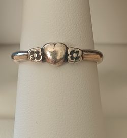 Retired Vintage James Avery Sterling Silver Flower Heart Ring Women's Size 7