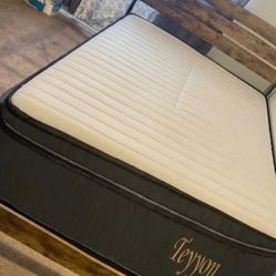 New Queen bed frame with headboard +mattress