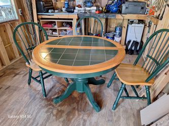 Solid wood ceramic tile top table & chairs