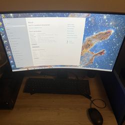 Computer Tower W/ 22” Curved Monitor 