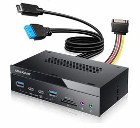 GRAUGEAR 5.25” USB-C USB 3.2 Gen2 Front Panel Hub SD Reader 10Gbps PC Bay | New, Sealed