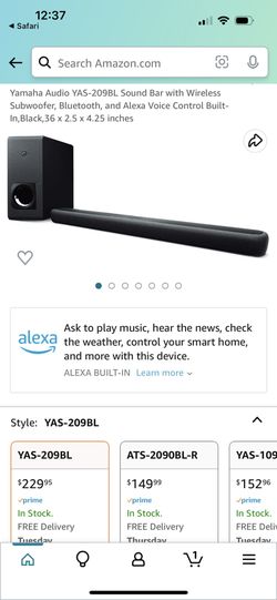 Yamaha Sound Bar With Subwoofer