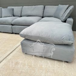 Velvet Grey Sky Cloud Sectional Couches (9 Color Options) - 🚚Delivery Available