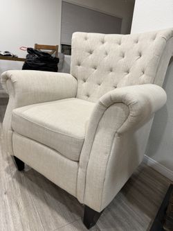 Beige Linen Button Tufted Design Accent Arm Chair