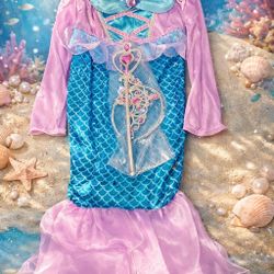 Little Girls Mermaid Princess Costume Party Dress for Toddler Kids Baby Halloween Dress Up 6-8Y  Brand new 