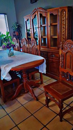 Solid Wood Hacienda Dining Set & Matching Hutch