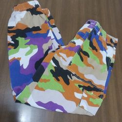 Forever 21 Cargo Joggers Pants Bright Camouflage Activewear Utility Med Y2k