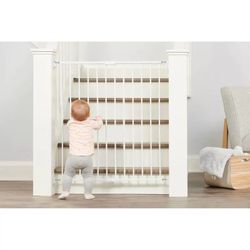 Baby Gate, White, 38 Inch, Regalo 2-in-1 Extra Tall Easy Swing Stairway and Hallway