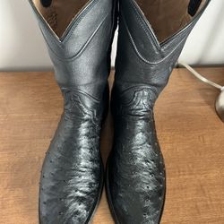 Tecovas The Duke Black Ostrich Boots