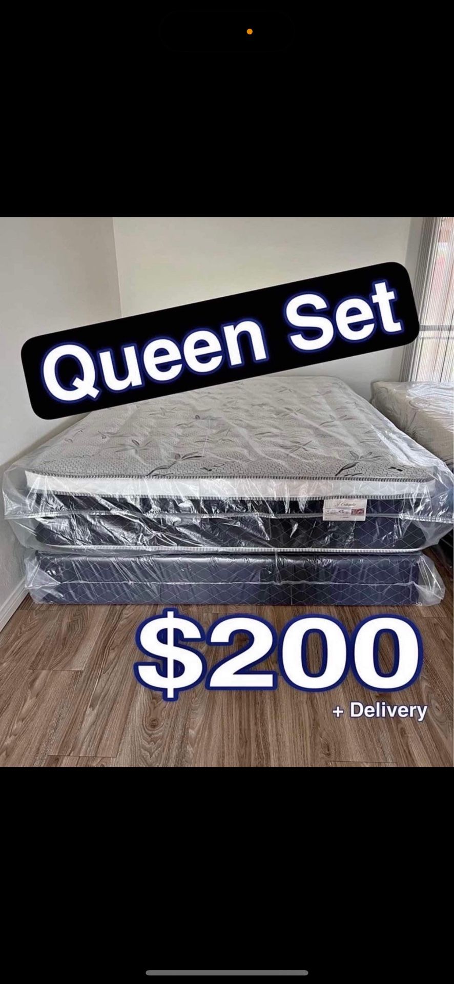 Queen Size Pillow Top Mattress With Box Spring