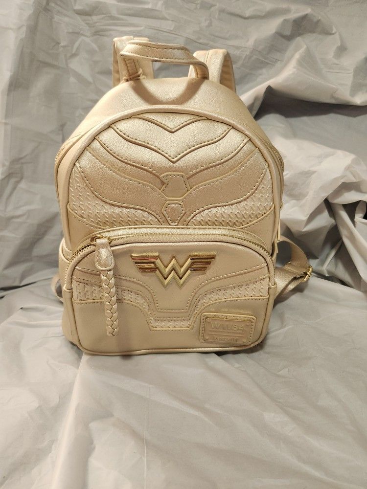 Wonder Woman Mini Backpack by DC Loungefly Beige Faux Leather
