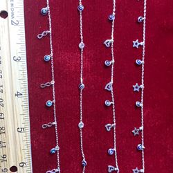 Sterling Silver Bracelet With Blue Eye Charm .925