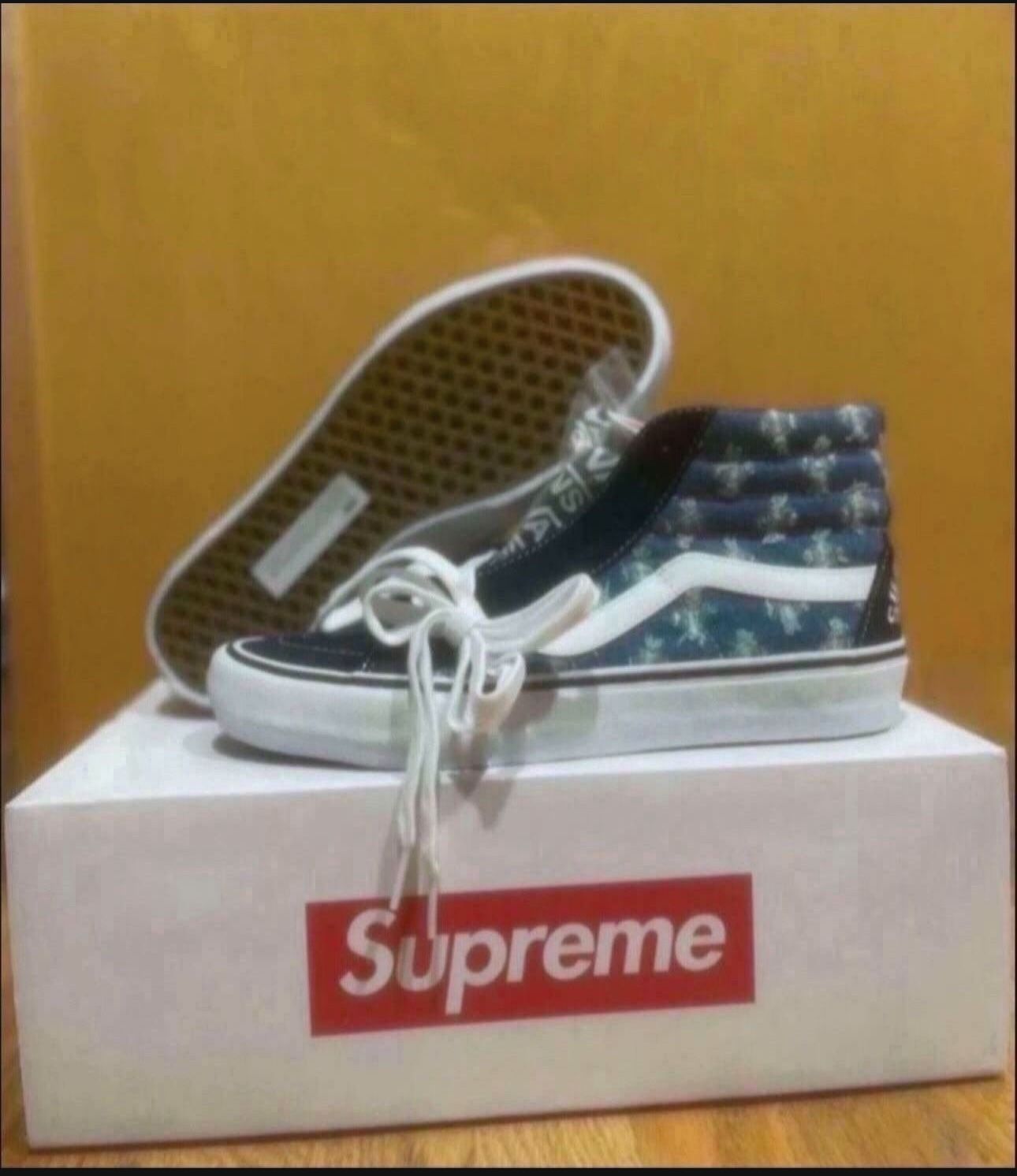 Vans Sk8-Hi Reissue Pr Supreme Hole Punch Denim Blue Size 9 Brand New