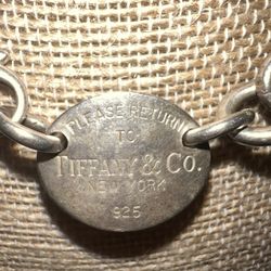 Tiffany & Co Sterling Silver Return to Tiffany Oval Tag Link Necklace 15.5"