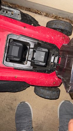 Red Battery-Powered Push Lawn Mower