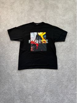 PURPLE BRAND Graphic Logo "Car Crash" Box Tee Black Size XXL