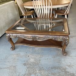 Glass Top Ornate Coffee Table (in Store)