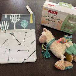 Baby Bottle, Pouch and Teething Toy