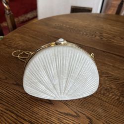 Saks 5th Ave., Shell shaped Clutch With gold chain Strap