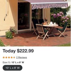 Outsunny Retractable Manual Canopy Awning 10 Ft by 8 Ft  Bnew