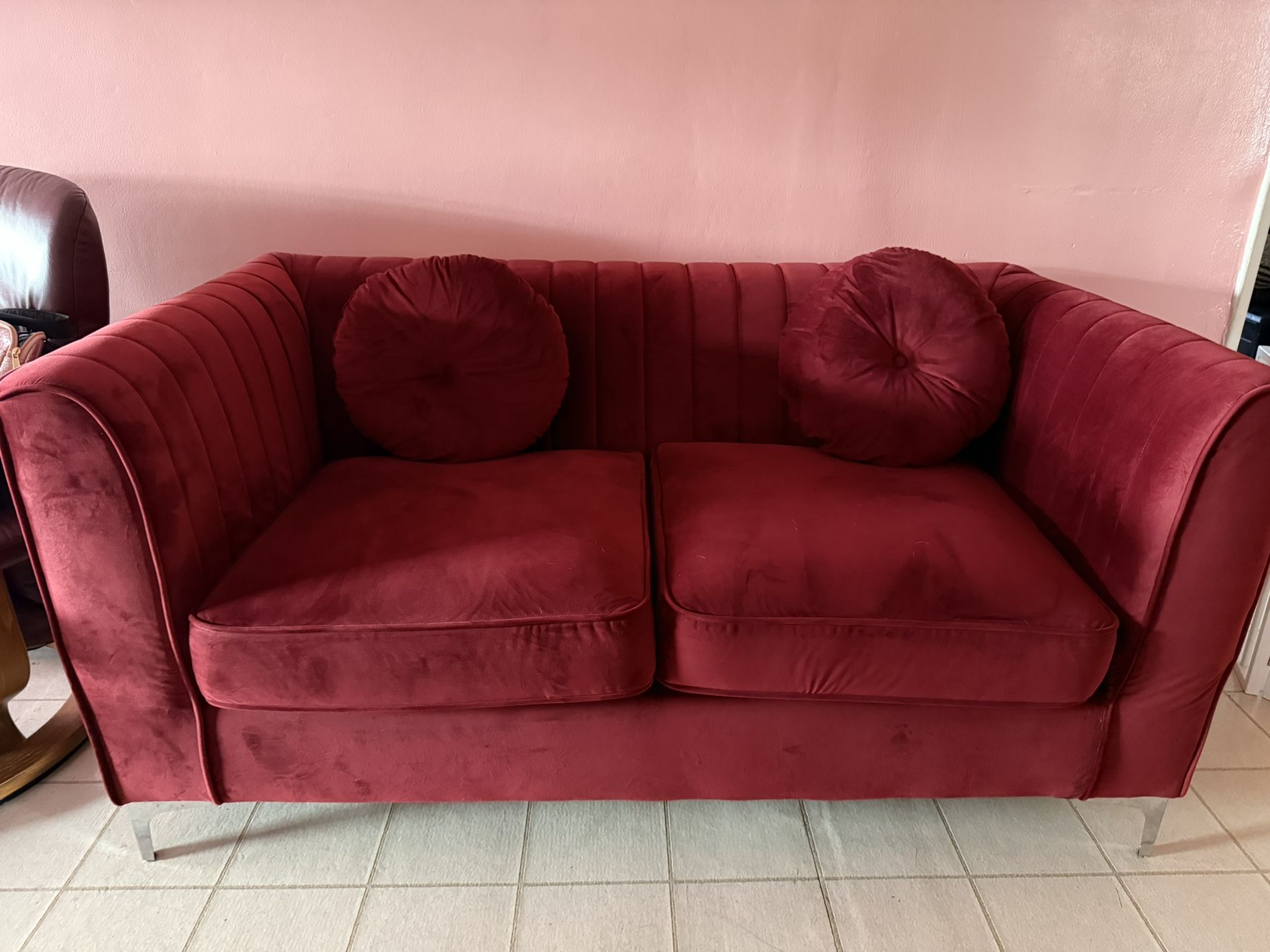 Herbert 62 Velvet Rolled arm Chesterfield love seat