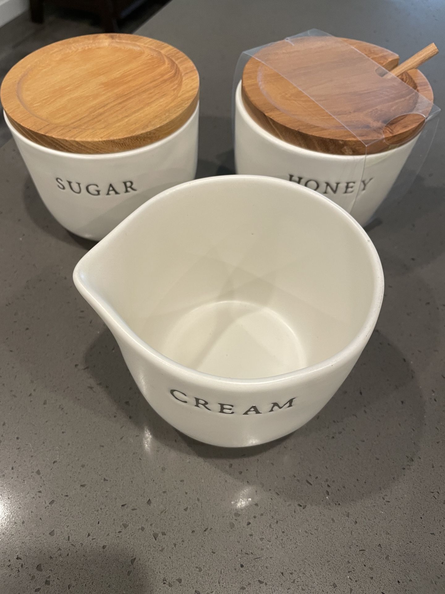 Ceramic Sugar, Honey, and Cream Set